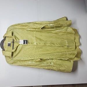 Local European Light Green Satin Button-Down Shirt